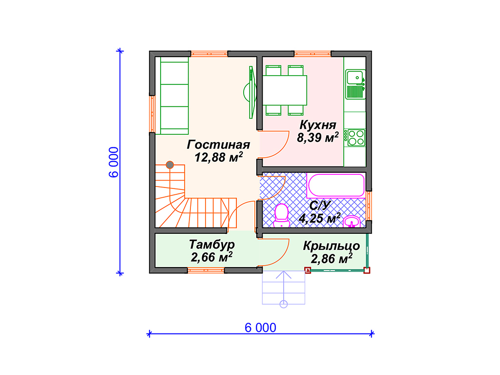 Рекомендуемая планировка дачного дома «Арман»