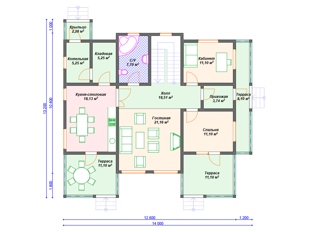 Рекомендуемая планировка каркасного дома «Грация»