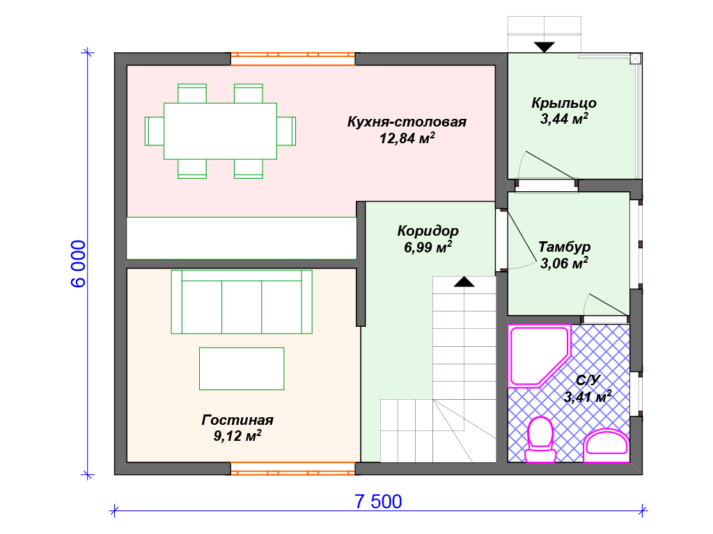 Рекомендуемая планировка дачного дома «Леон»
