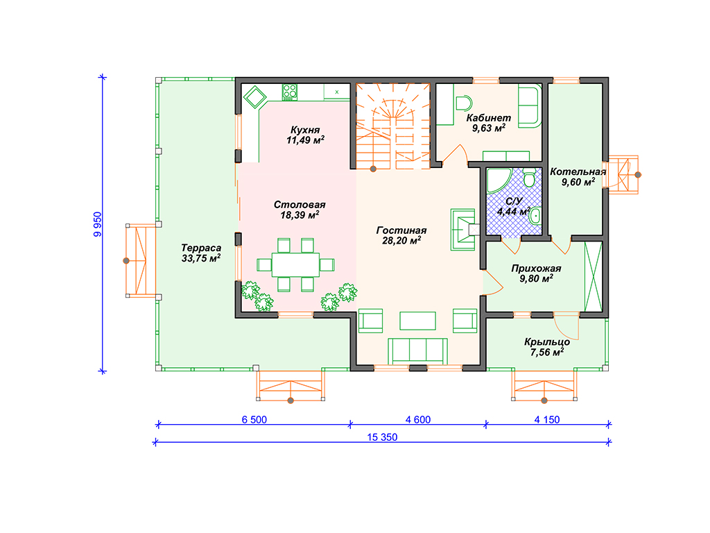 Рекомендуемая планировка каркасного дома «Барон»