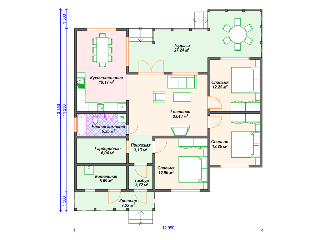 Рекомендуемая планировка каркасного дома «Сказка»