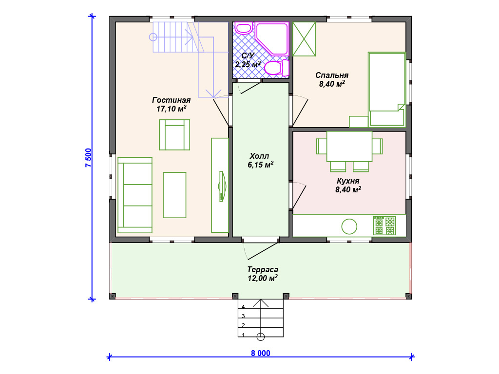 Рекомендуемая планировка каркасного дома «Фостер»