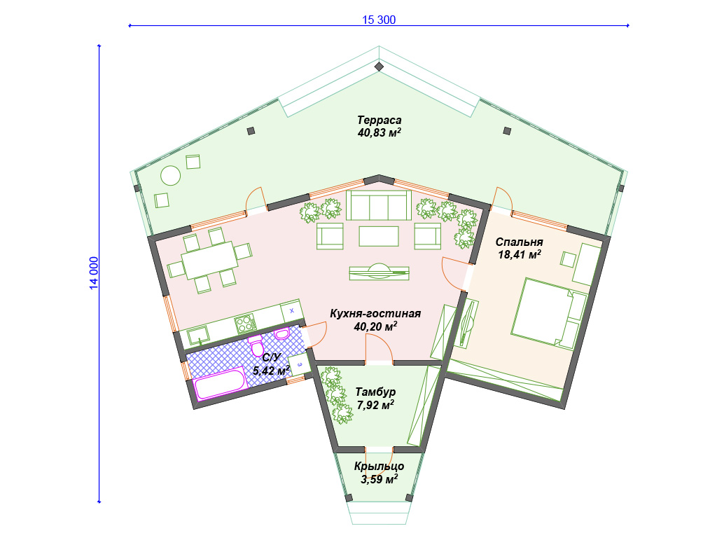Рекомендуемая планировка каркасного дома «Эталон»