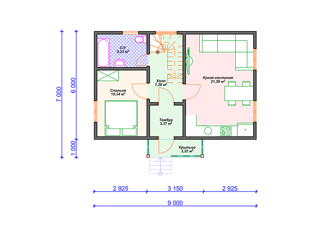 Рекомендуемая планировка каркасного дома «Империал»
