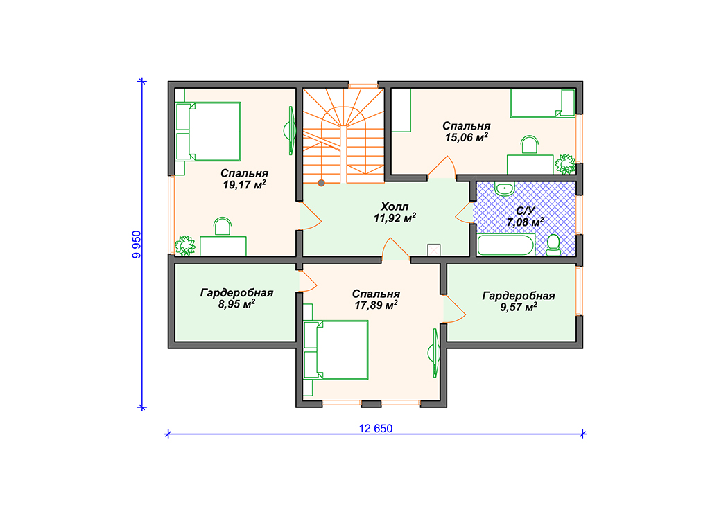 Рекомендуемая планировка каркасного дома «Барон»