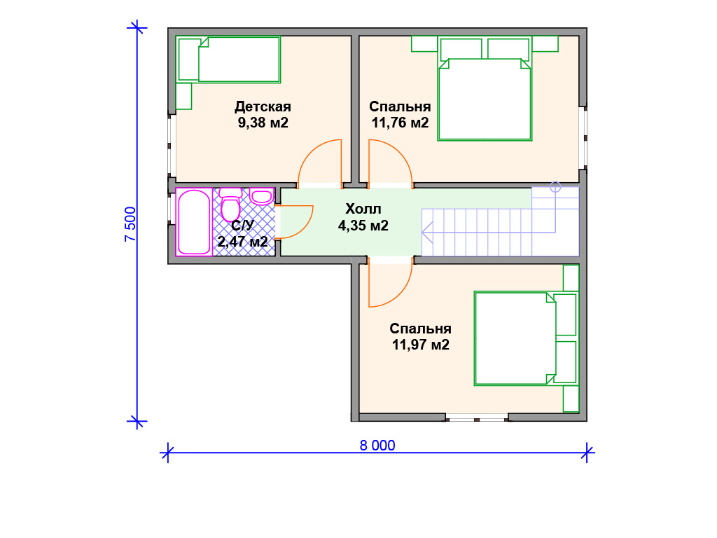 Рекомендуемая планировка каркасного дома «Авангард»