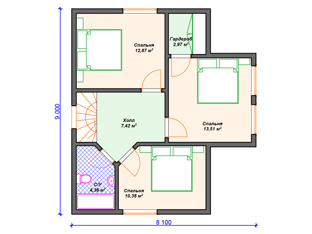 Рекомендуемая планировка каркасного дома «Ривьера»