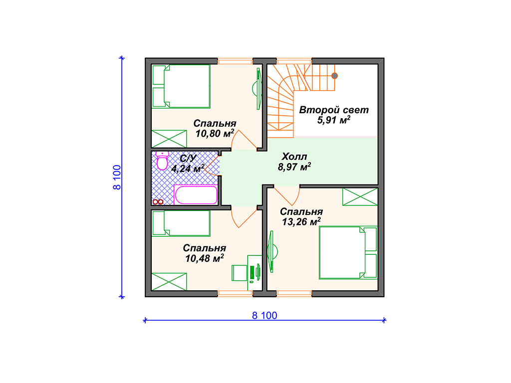 Рекомендуемая планировка каркасного дома «Сириус»