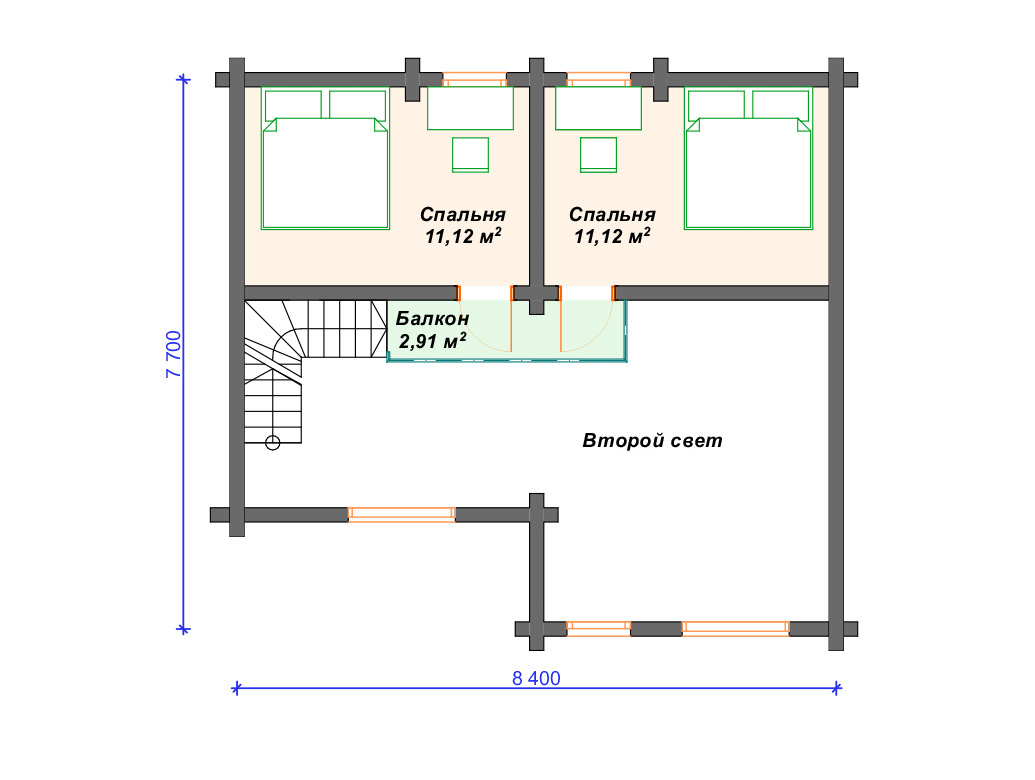 Рекомендуемая планировка дома из бруса «Премьер»