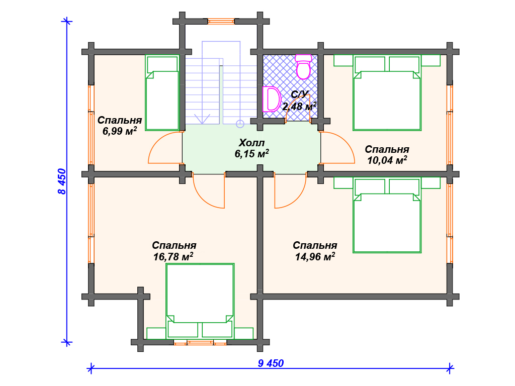 Рекомендуемая планировка дома из бруса «Венеция»