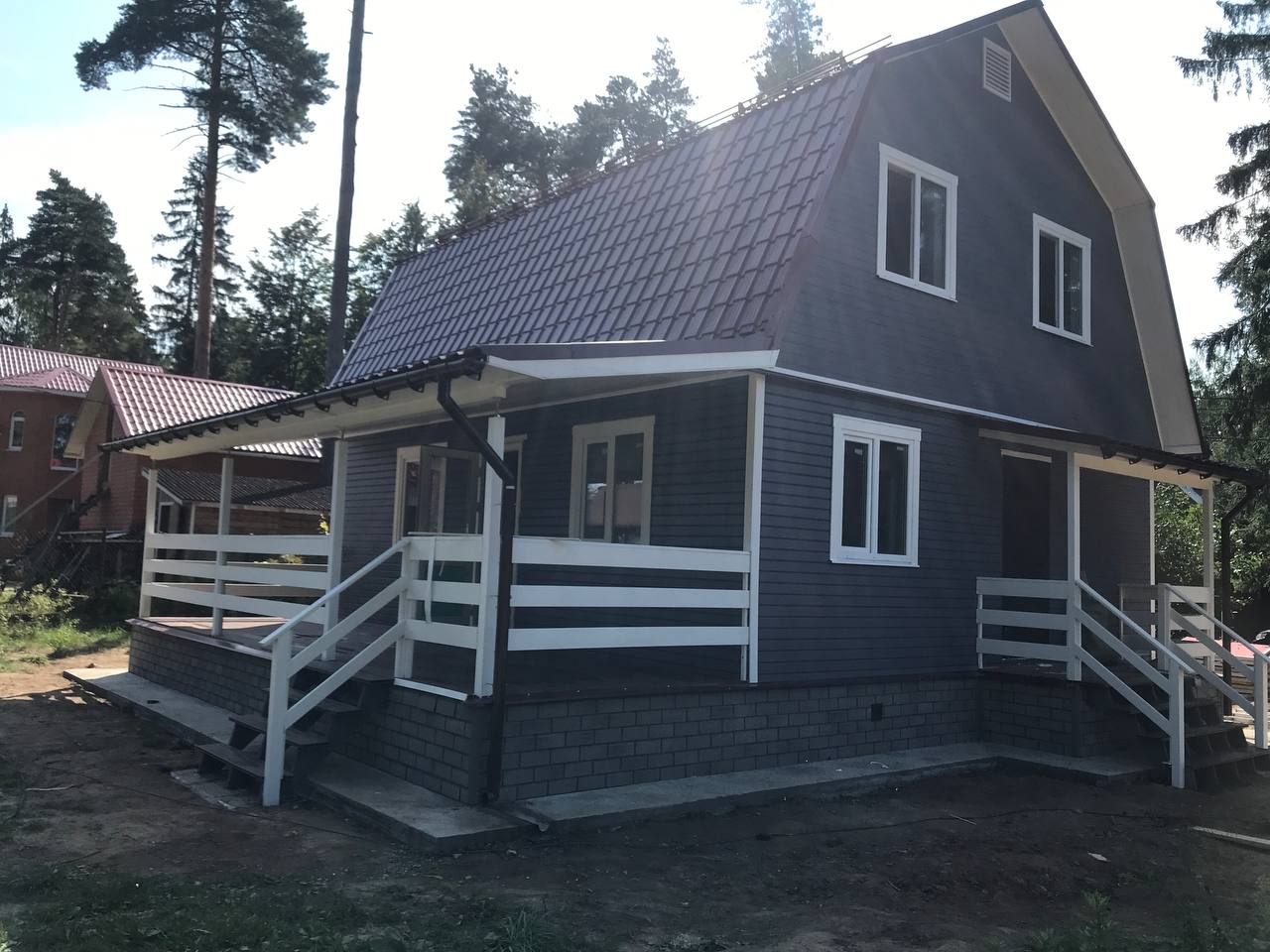 Портфолио компании ООО «Фанза» | Дачный дом в Щелково | Дом из бруса 6х8 | 1.5 этажа