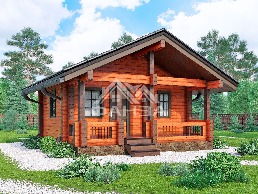 Проект «Денница» | Баня из клееного бруса 4х6