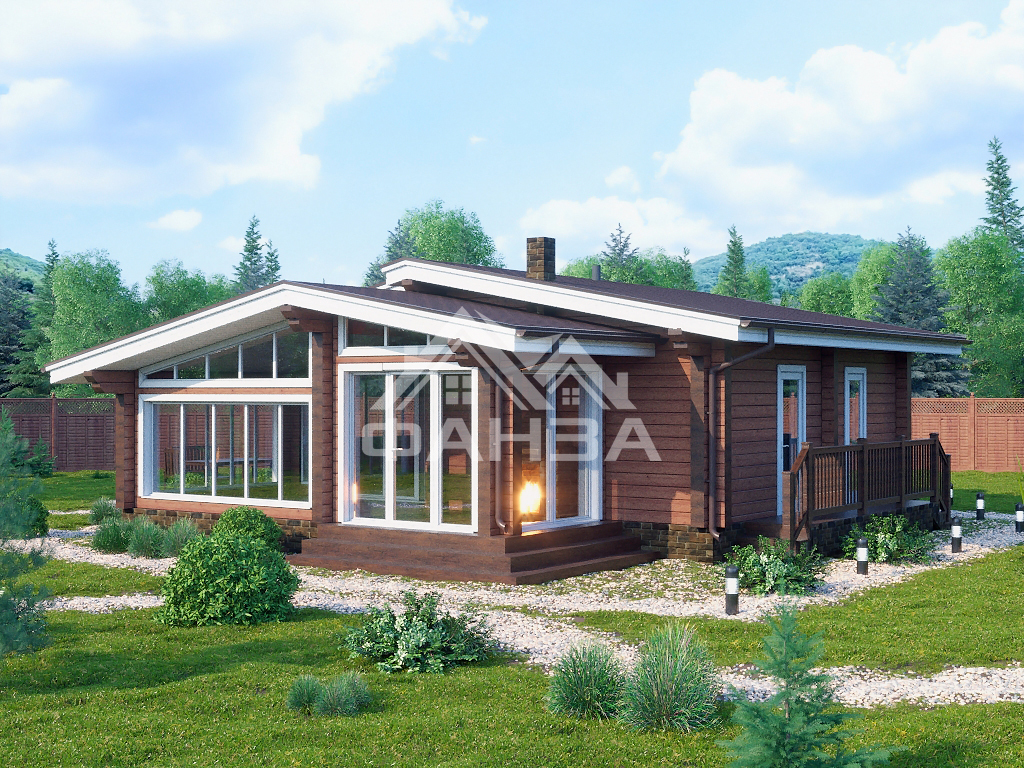 Проект «Верди» | Баня из клееного бруса 8х9