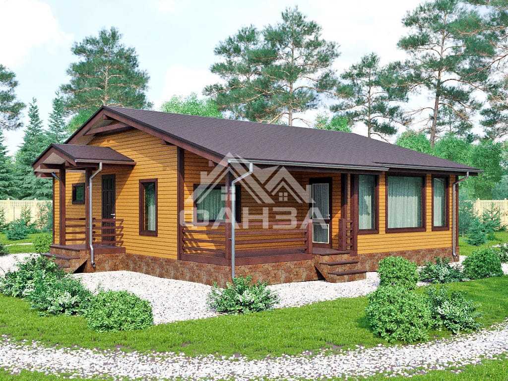 Проект «Гранит» | Каркасный дом 10х10 с террасой и 3 спальнями