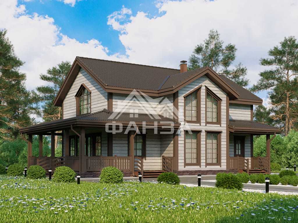 Проект «Барон» | Каркасный дом 10х15 с террасой